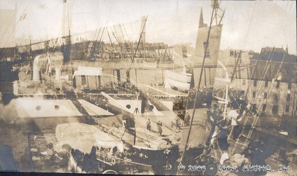 Double Exposure
at White Star Line's Boston pier.