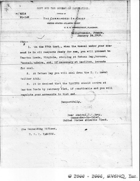 USS Yankton is ordered to precede the Fleet to Hampton Roads the very day Sperry receives news of Republic's loss.
NARA Microfilm M625 Roll 46 Area 4