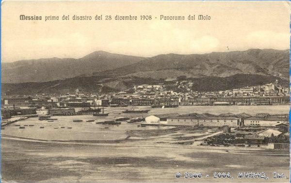 Messina before the disaster of 28 December 1908 - Panorama of the harbor