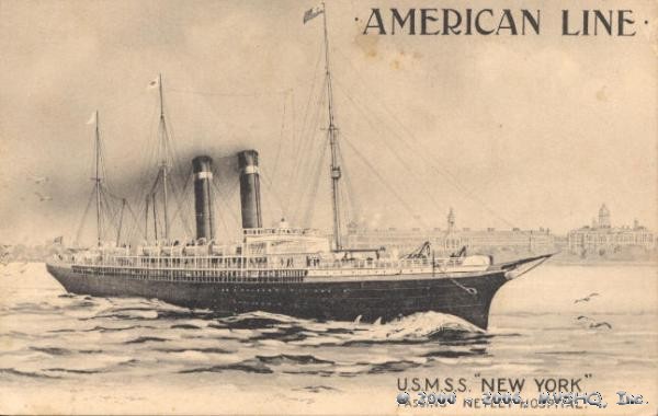American LineUSMS New York reportedly carried the April 23, 1909, $2,021,000 gold bar engagement to Cherbourg.