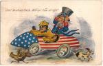 Teddy Roosevelt driving Uncle Sam
1907 Post Card