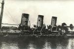 The Russian pre-dreadnought battleship Pobieda sunk at Port Arthur as a result of bombardment by Japanese land based artillery during the siege of Port Arthur (December 1904).