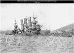 The Russian pre-dreadnought battleship Retvizan sunk at Port Arthur as a result of bombardment by Japanese land based artillery during the siege of Port Arthur (December 1904).