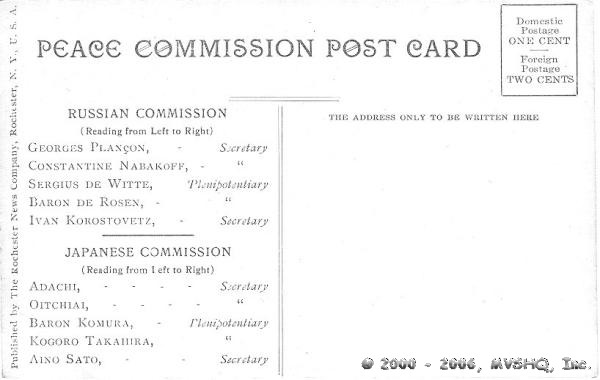 Russo-Japanese Peace Commission
Participating Principals
August, 1905