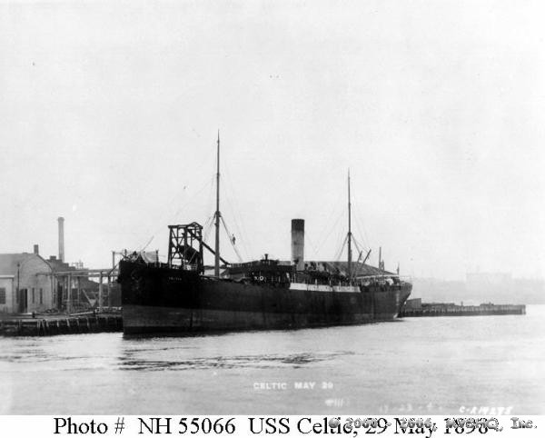USS Celtic
At the New York Navy Yard, Brooklyn, New York, 29 May 1898.
Photos of Celtic courtesy
US Navy, Naval Historical Center