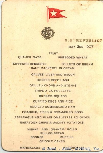 Republic Menu
May 3, 1907