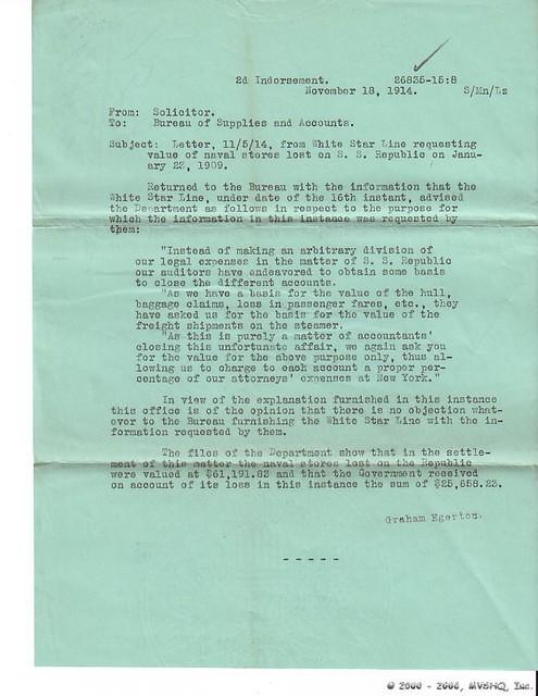 Official response.  Notice phrasing, "in the settlement," not "shipped."
Source: 26835-15-8 SecNav