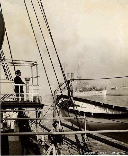Roosevelt reviews the fleet from the Mayflower