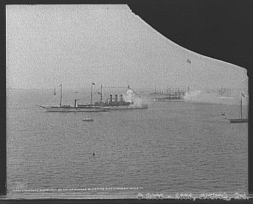 President Roosevelt on the Mayflower

 reviewing fleet, Hampton Roads, Va.

c 1907