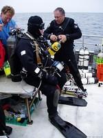 Diver John Bricker gearing up.