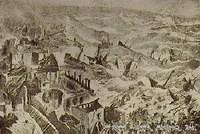 Artist's conception of the tsunami (tidal wave) that engulfed the Messina waterfront immediately after the 1908 quake.