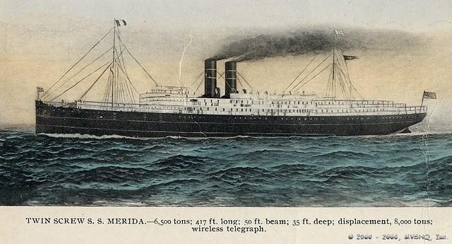 New York and Cuba Mail S.S. Co. (the Ward Line)

S. S. Merida

may have carried as much as $158,537 in silver ingots from Mexi