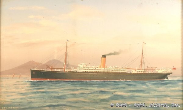 RMS Canopic
original Neapolitan School
gouache, 12" x 19"