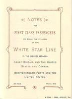 White Star Line Booklet Cover, March 1910