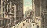 Broad Street

South from Wall Street

Stock Exchange on right, Drexel Building with J. P. Morgan & Co. on left, 1911
