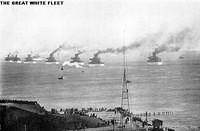 The fleet steams out of Hampton Roads, 16 December 1907.